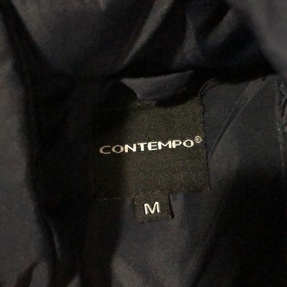Contempo Coat Blue Cinch Waist Belt Pockets Zip M Puffer - Picture 6 of 7